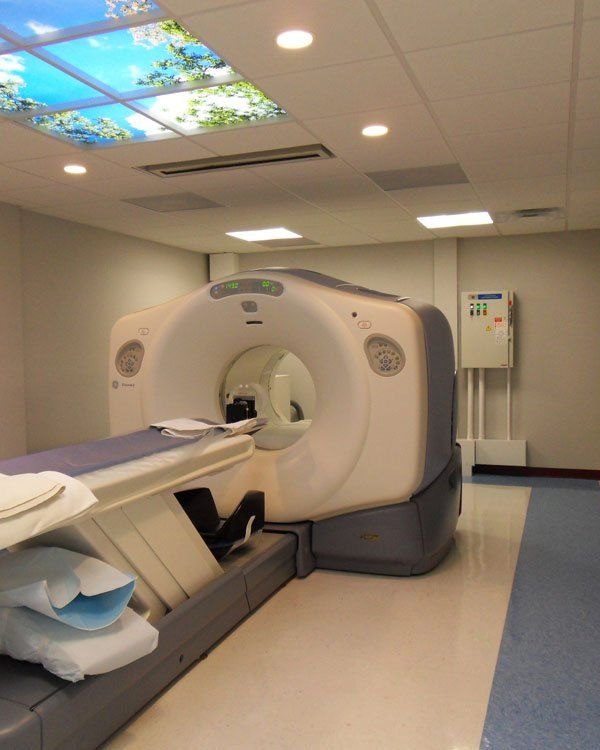 Diagnostic imaging suite with illuminated sky-ceiling panels, built by Premier Development